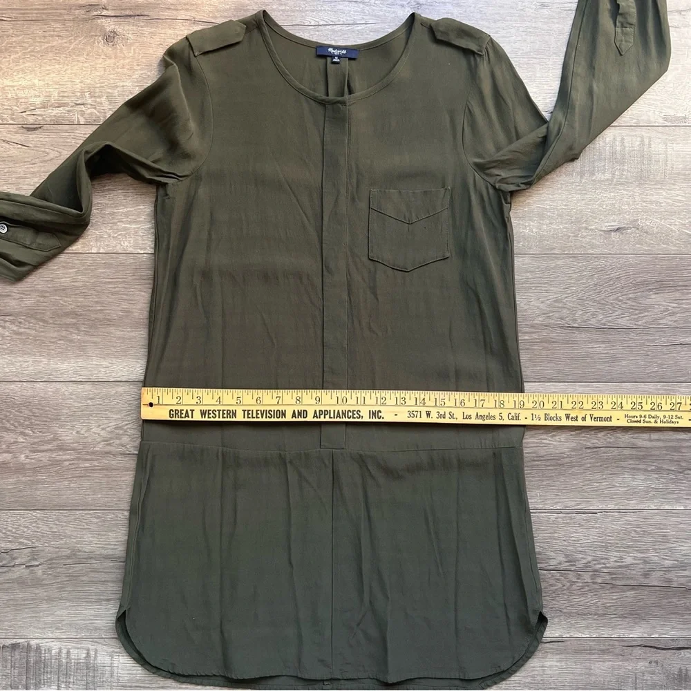 Madewell Army Green Tunic Henley Style Dress Size Medium - Picture 8 of 11